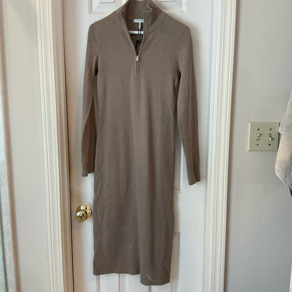 NWOT $275 Rag & Bone Laila Zip Dress In Camel Heather Size: S - Picture 11 of 14